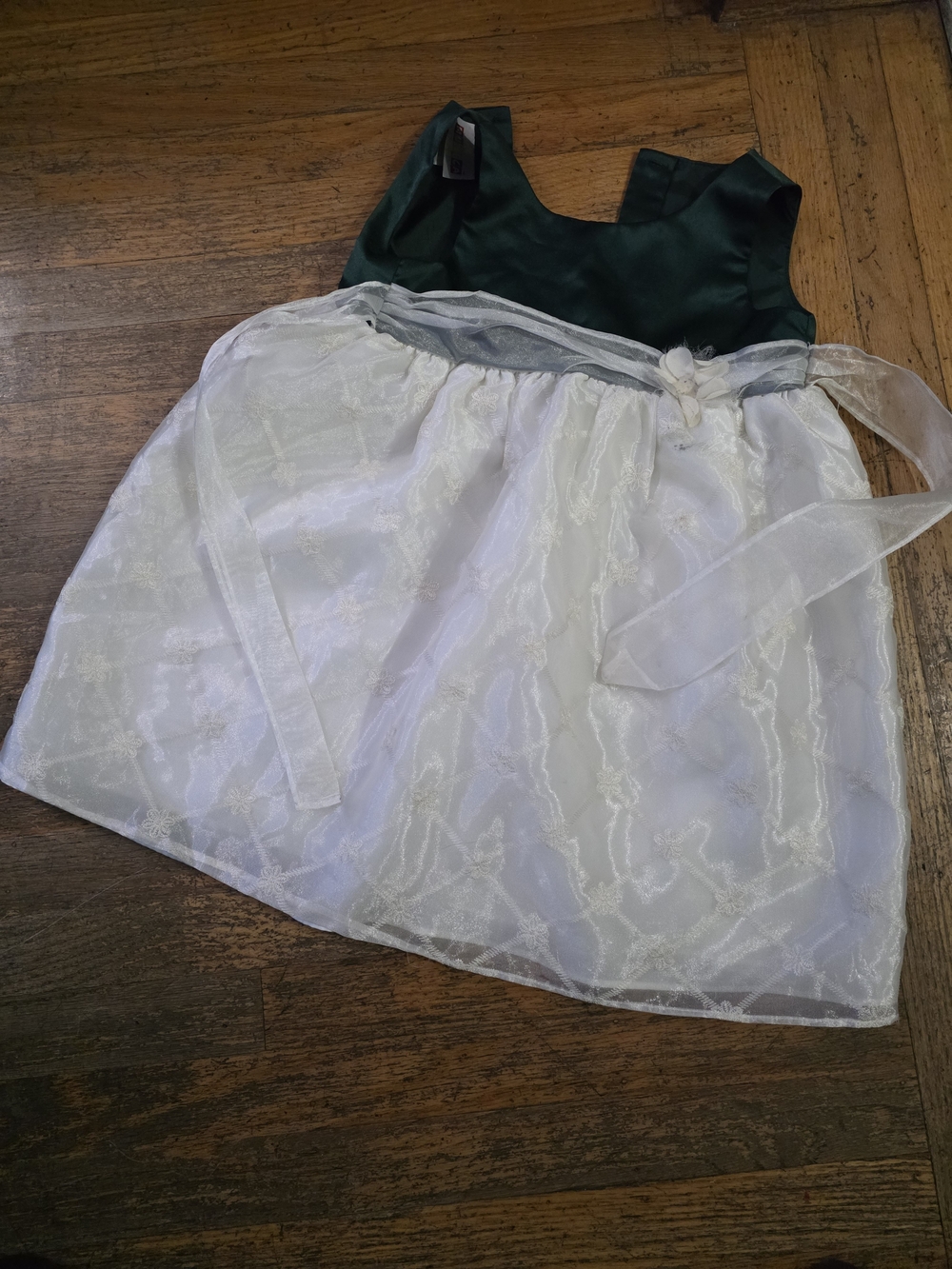 Girls Emerald Green and White Party Dress